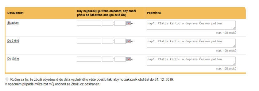Nastavení garance v administraci Zboží.cz