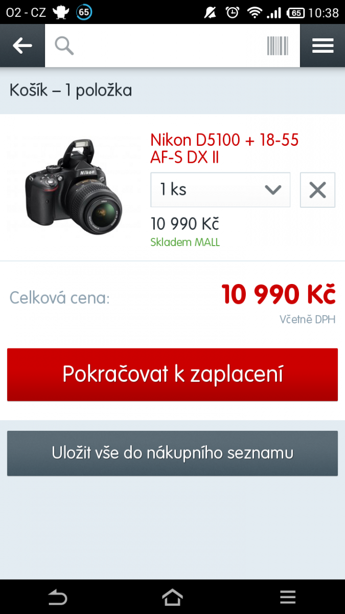 Zboží v košíku