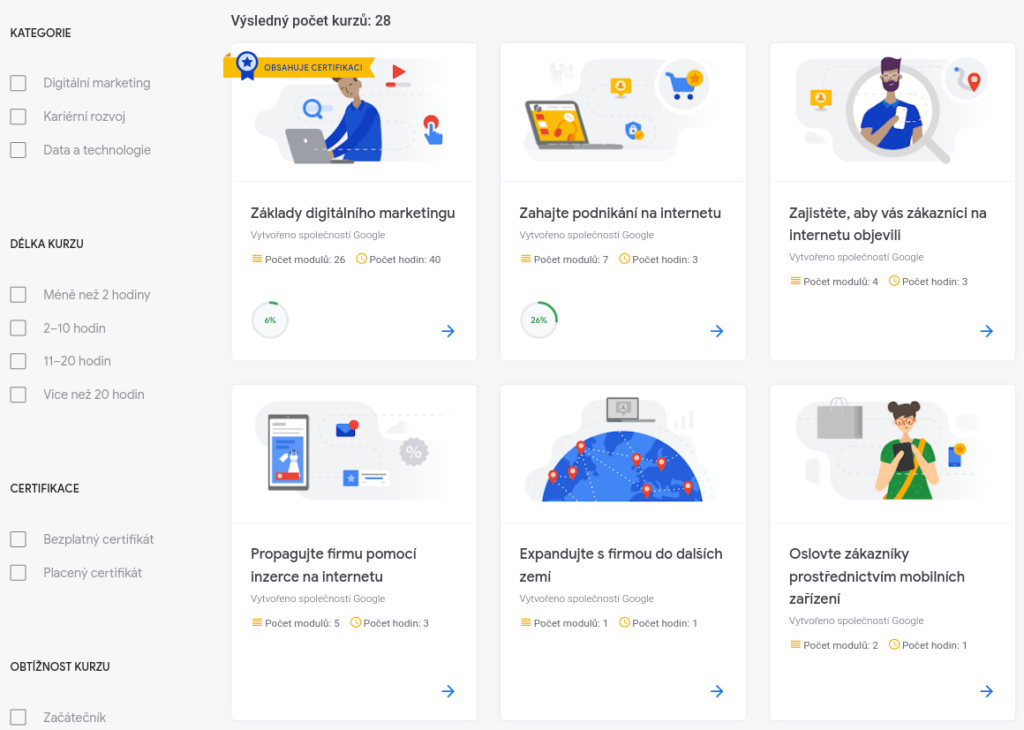 Online marketingové kurzy od Google